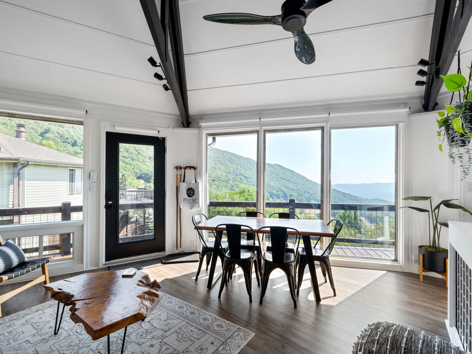 Dining room with floor-to-ceiling windows