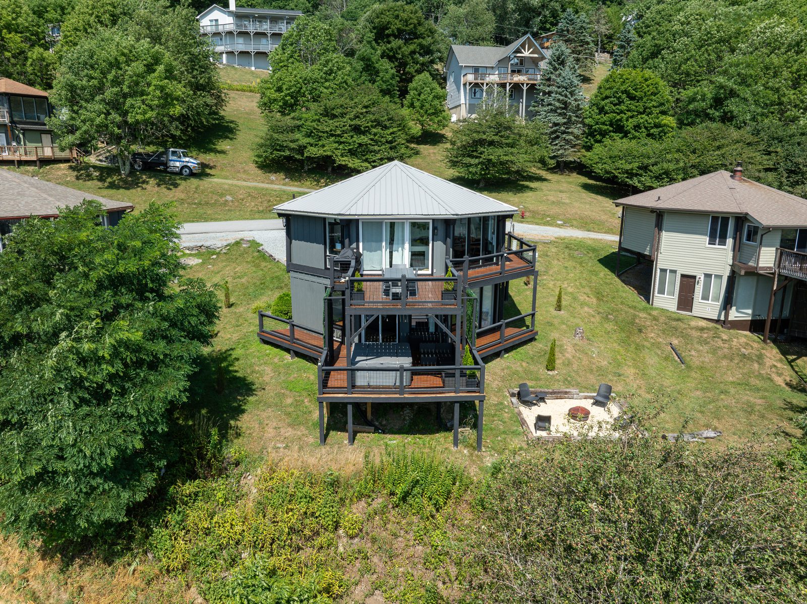 Front view of the octagonal mountain retreat