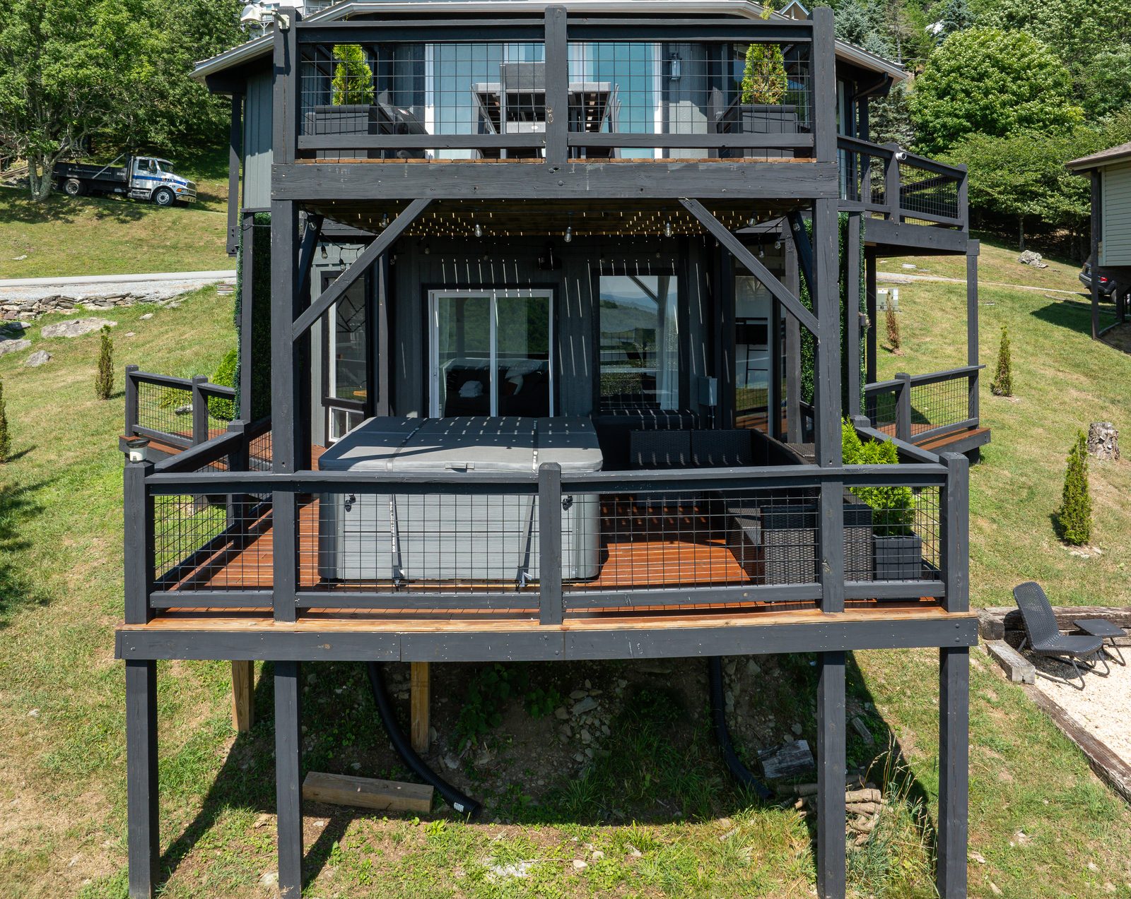 Hot tub and covered deck area